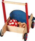 Haba Loopwagen Rood Blauw Hout 50 cm
