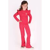 B.Nosy aansluitende longsleeve met ruches en print - roze