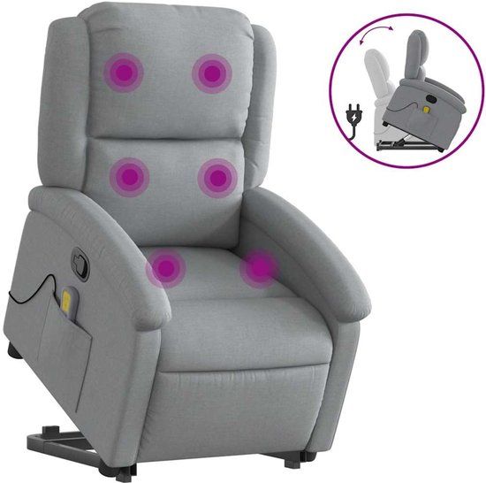 vidaXL Sta-op-massagestoel verstelbaar stof lichtgrijs