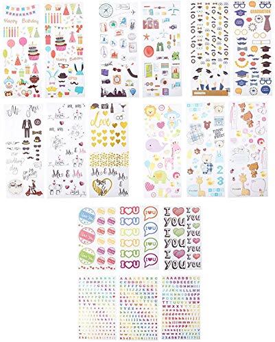 Unbekannt Zink Kleurrijke en decoratieve stickersets voor instant papierprojecten (smile, mint, snap, rits, pop, Z2300) - 9 unieke sets.