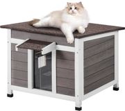 VEVOR Kattenhuis Cat Cave Kattenhut Hout Buiten Winterbestendig 600x530x465mm Grijs