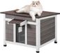 VEVOR Kattenhuis Cat Cave Kattenhut Hout Buiten Winterbestendig 600x530x465mm Grijs