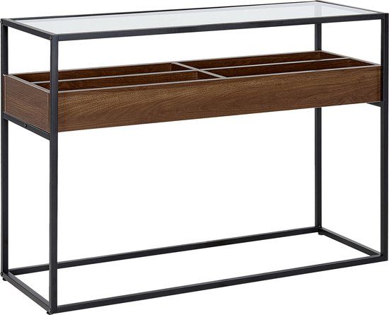Beliani WACO - Consoletafel - Donkere houtkleur - Veiligheidsglas