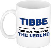 Bellatio Decorations Tibbe cadeau mok - man myth legend - naam koffiemok / beker - wit en blauw - 300 ml - verjaardag