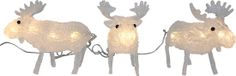 HIT trading Figurine de Noël LED set 3 rennes acrylique 12cm, blanc chaud