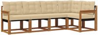 vidaXL - Hoek loungeset - 5 zitplaatsen - Natuurlijk en beige - Acacia hout