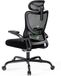 Marsail Ergonomischer Bürostuhl, Büro Computer Schreibtischstuhl mit hoher Rückenlehne Mesh und einstellbare Lendenwirbelstütze Rolling Work Swivel Task Chairs mit Rad 3D Armlehnen und Kopfstütze