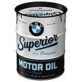 Nostalgic-Art BMW Superior Motor Oil Retro Spaarpot, 600 ml, cadeau-idee voor BMW-fans, officieel gelicentieerd product (OLP), metalen bankbiljettendoos, blikkaart