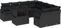 vidaXL Tuinbank Set 9 st Zwart Poly rattan