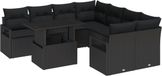 vidaXL Tuinbank Set 9 st Zwart Poly rattan
