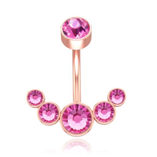 LGT JWLS Navelpiercing Anker Roze Kristal Staal