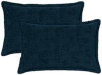vidaXL Kussensloop 2 st HOUTEN Marineblauw 50 x 70 cm Nep Konijnenbont