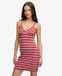Superdry Femme Robe Mini en Jersey Côtelé à Rayures Red Taille: 34