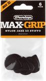 Dunlop Max Grip Nylon Jazz III Stiffo Plectrum 6-Pack zwart