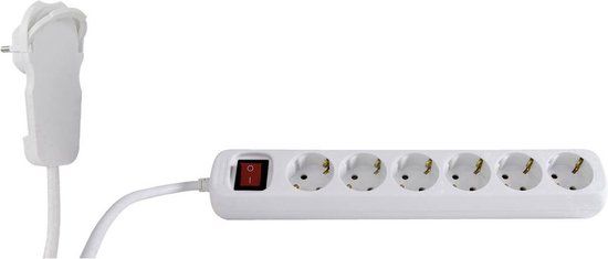 REV 6-voudige stekkerdoos met schakelaar - Wit