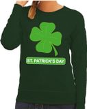 Bellatio Decorations Shoppartners Bv St. Patricksday klavertje sweater groen dames - St Patrick's day kleding XXL