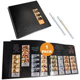 Photo Booth Nook | Fotocabine Album | Zwarte omslag - 40 zwarte pagina's | 160 sleuven voor 2x6 fotostrips | 2x6 Cover Picture Slot | Zilveren en gouden gelpennen