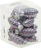 Merkloos / Sans marque Othmar Decorations Bv 24x Dennenappel kersthangers/kerstballen lila paars van glas - 6 cm - mat/glans - Kerstboomversiering