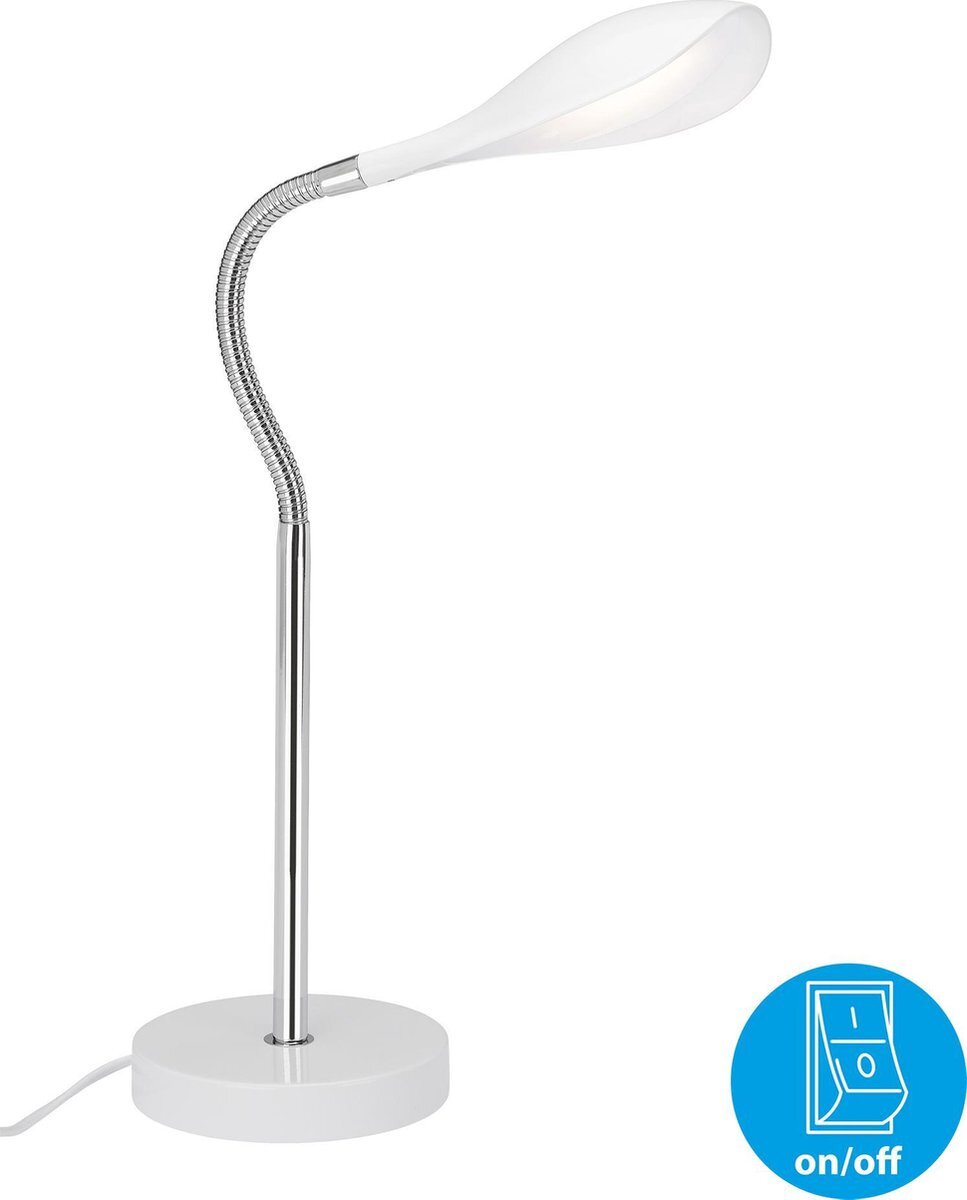 Briloner Leuchten SWAN Bureaulamp. Tafellamp - LED - 45W - Incl. snoerschakelaar - Wit Chroom