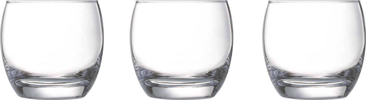 ARCOROC 18x Stuks bolvormige waterglazen/drinkglazen transparant 320 ml - Glazen - Drinkglas/waterglas/tumblerglas