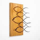 Elegant decoratief houten wandaccessoire, walnoot & zwart, 52 x 58 cm