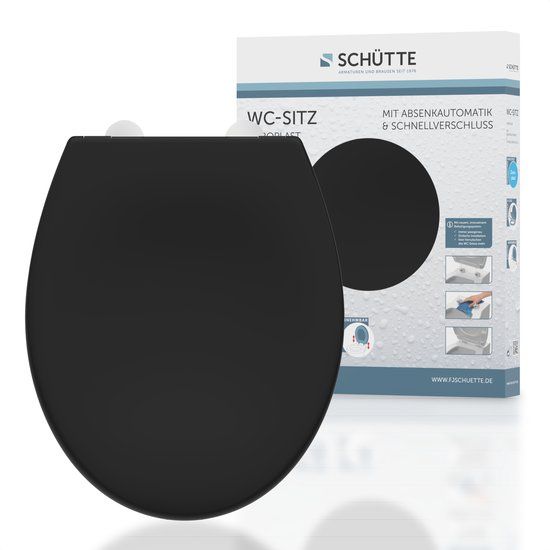 SCHÜTTE WC-Bril - Duroplast - Soft Close - Afklikbaar - Zwart