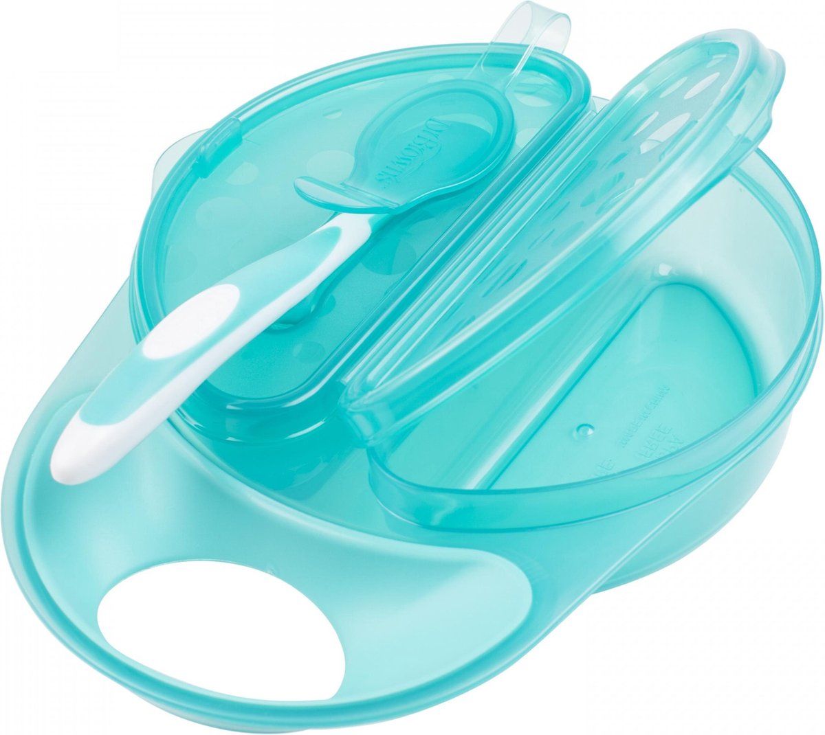 Dr. Brown's Eetkommetje Met Lepel Turquoise
