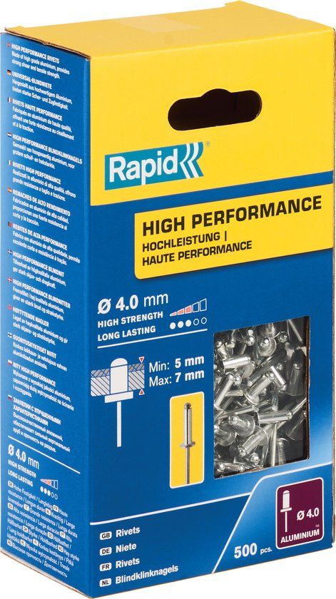Rapid Klinknagels 5001433 Ø 4 x 10 mm Aluminium 500 Stuks