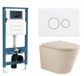 QeramiQ Dely Toiletset - Inbouwreservoir - Hangend Toilet - Beige