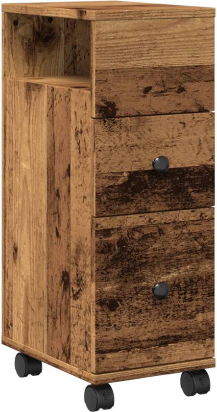 vidaXL Badkamerkast smal met wielen bewerkt hout oud houtkleurig