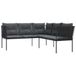 Banc de jardin avec coussins en forme de L en acier et Textilene noir