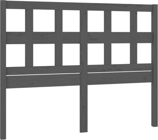 vidaXL Hoofdbord 145,5x4x100 cm massief grenenhout grijs