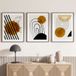 Lot De 3 Affiches / Posters Triptyque - Abstrait Géométrique - 3 Affiches - 40x50 Cm (cadres Non Fournis) - Bordure Noire Et Blanche