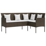 vidaXL Loungebank met kussens L-vormig poly rattan bruin
