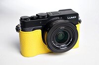 TP Handgemaakte Echt Lederen Half Camera Case Camera Tas voor Panasonic LX100 Geel