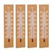 TFA Dostmann 4-delige set thermometers binnen/buiten analoog, 95.1035, weerbestendig, van geolied eikenhout, binnen- of buitentemperatuur controleren, hoge nauwkeurigheid, wandthermometer, hout, bruin