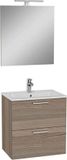 VitrA Mia badkamermeubelset - Cordoba Houtlook - 60cm - met 2 laden - inclusief spiegel met LED-verlichting en keramische VitrA wastafel