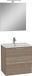 VitrA Mia badkamermeubelset - Cordoba Houtlook - 60cm - met 2 laden - inclusief spiegel met LED-verlichting en keramische VitrA wastafel