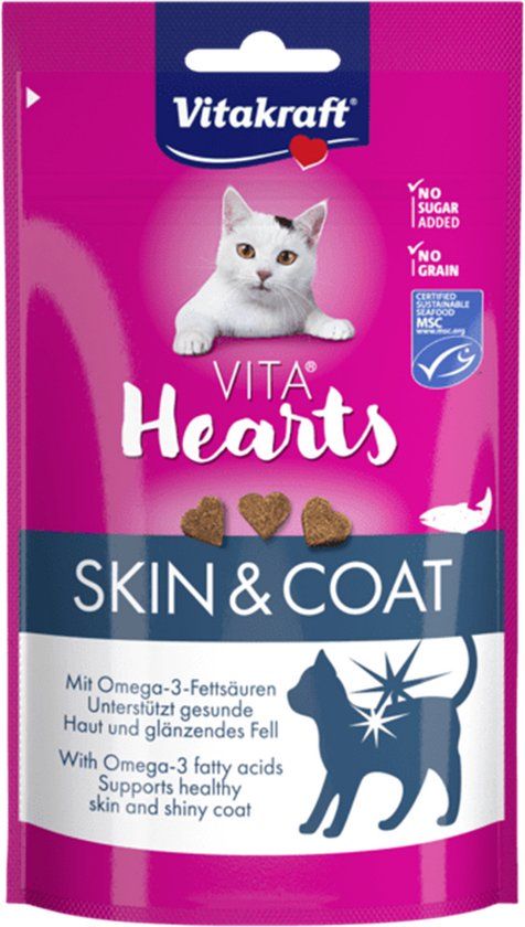 Vitakraft Vita Hearts Skin & Coat Zalm 40 gr - Kattensnack