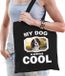 Bellatio Decorations Shoppartners Bv Dieren Spaniels tasje katoen volw + kind zwart - my dog is serious cool kado boodschappentas/ gymtas / sporttas - honden / hond