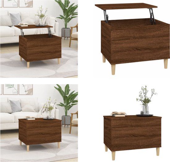 vidaXL Salontafel 60x44,5x45 cm bewerkt hout bruin eikenkleur