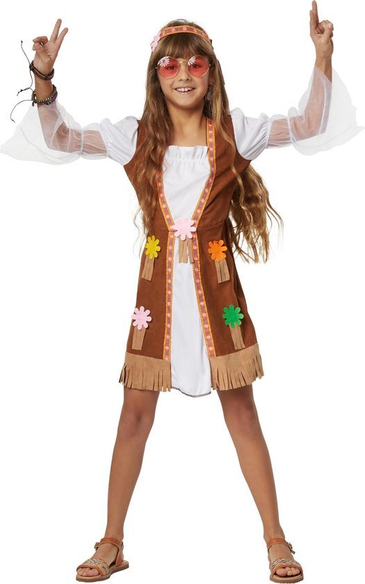 Tectake dressforfun - Groovy Hippie Squaw 128 (7-8y) - verkleedkleding kostuum halloween verkleden feestkleding carnavalskleding carnaval feestkledij partykleding - 302574