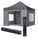 Vounot – Tonnelle de jardin renforcée 3x3m pliable – Structure métal thermolaqué noir – Sac de transport à roulettes – Sacs de sable inclus