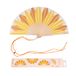 Fisura - Houten waaier met zonnebloemprint. Modieus en kleurrijk accessoire, gele zakventilator met clip inbegrepen. Afmetingen: 42,5 x 23 cm