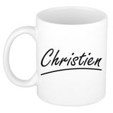 Bellatio Decorations Christien Naam koffiemok - beker - met sierlijke letters - wit