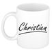 Bellatio Decorations Christien Naam koffiemok - beker - met sierlijke letters - wit