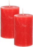 Atmosphera Stompkaars/cilinderkaars - 2x - rood - 5 x 8 cm - klein rustiek model