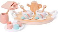 Miniland ML Poppen: THEE SET voor POPPEN, in hout, 18-delig, dienblad 28cm, met draagtasje, 3+