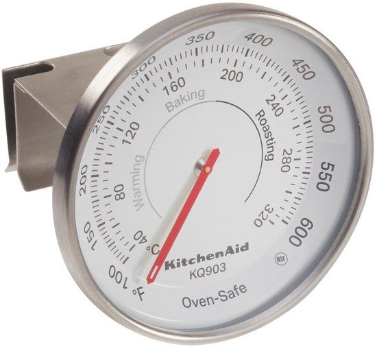 KitchenAid Oventhermometer, Verstelbaar, 40°C tot 320°C, RVS, Veiligheidsglas, Zilver