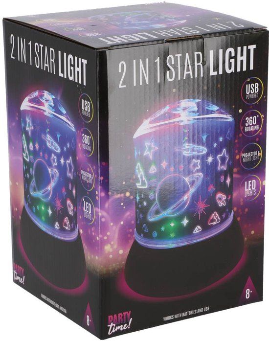 Party Time LED sterrenlamp 2 in 1 met zwarte voet
